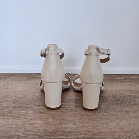 Quince Italian Leather Bone Block Heel 65mm Women’s Size 8 MSRP $70 New In Box - Picture 12 of 14